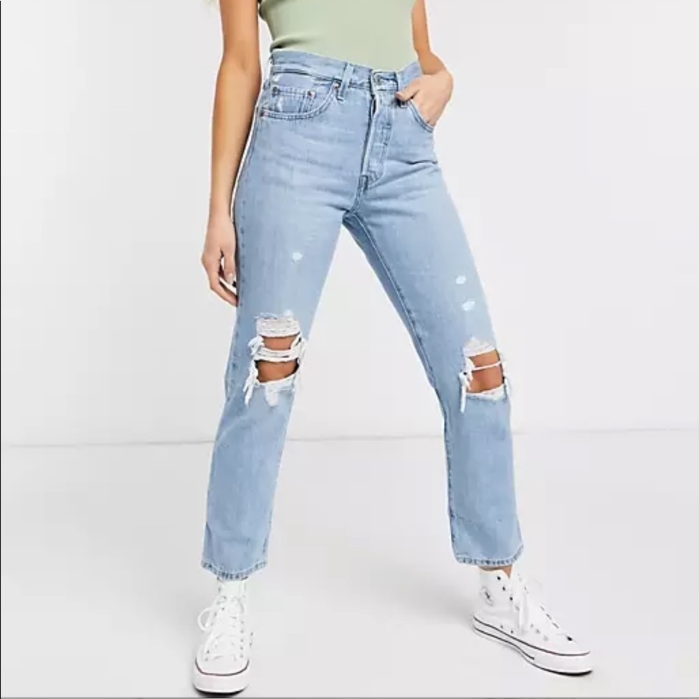 Levi's 501 Distressed High Waist Straight Leg Jeans Size 26